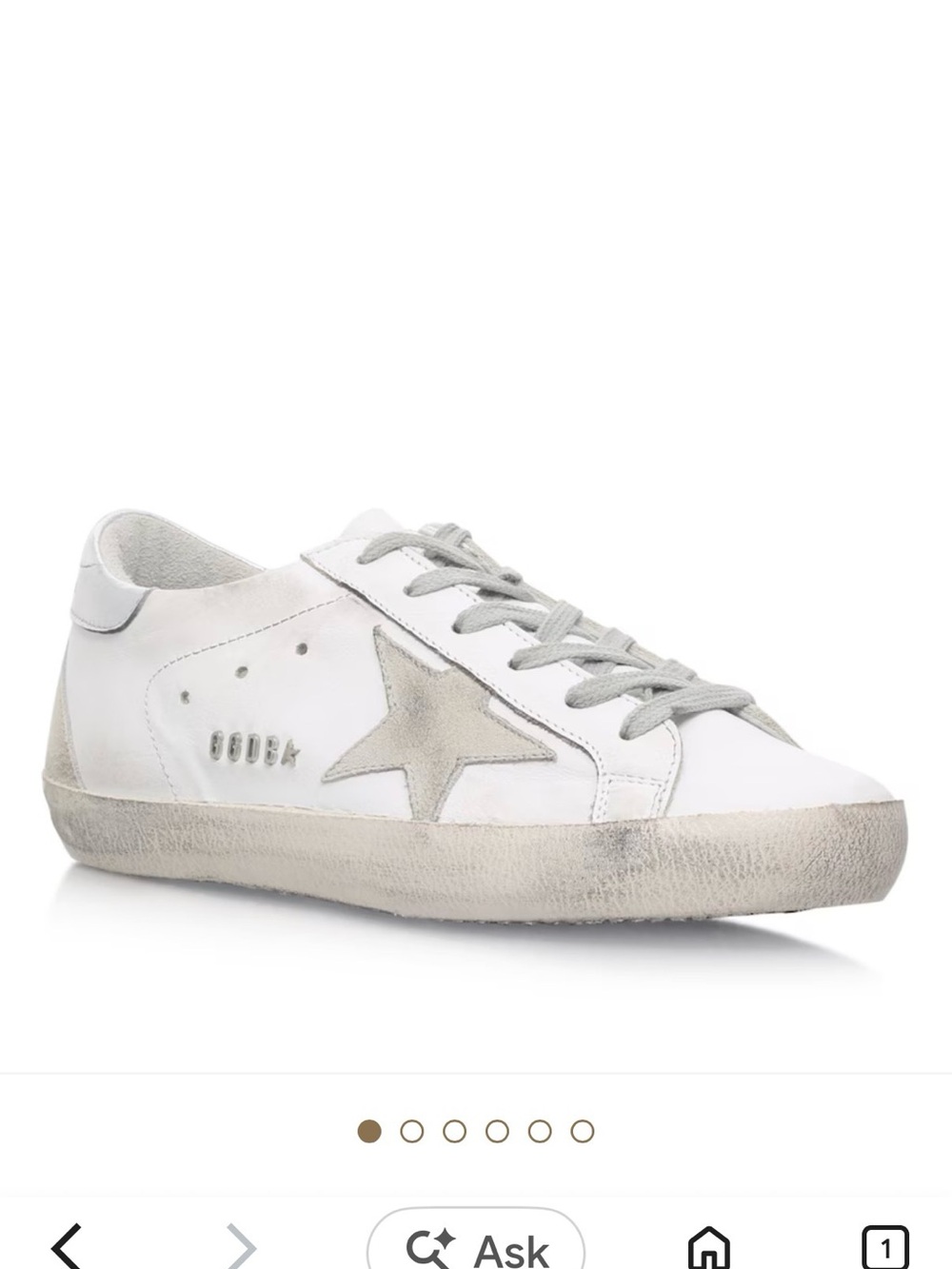 Golden Goose White Leather Superstar Sneaker with Grey Star